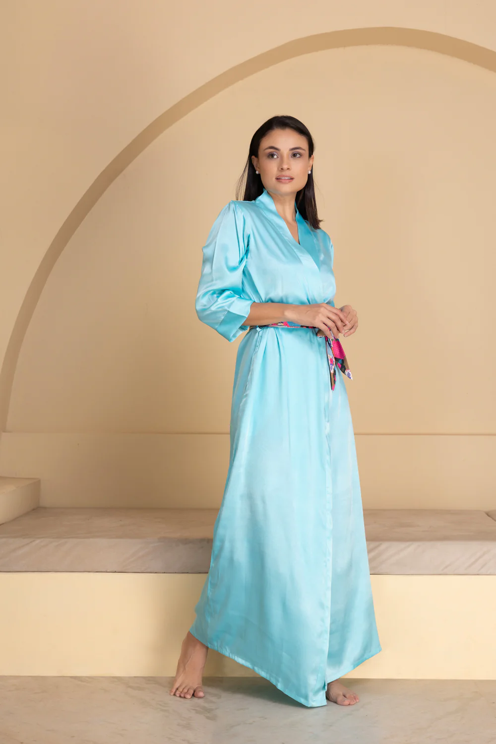 Box Printed Satin Nightgown set - Image 3