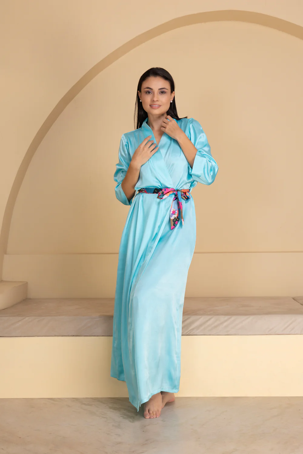 Box Printed Satin Nightgown set - Image 4