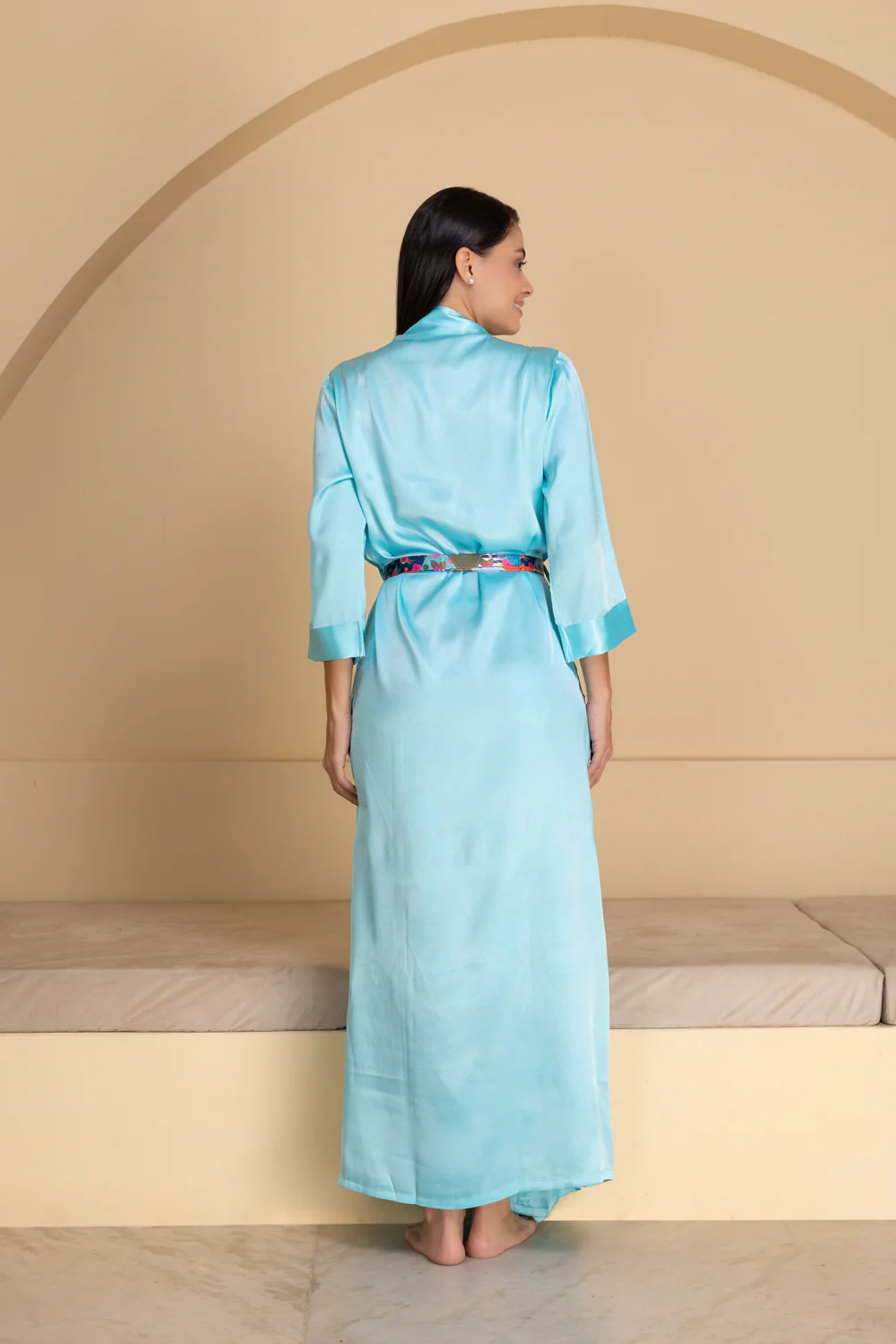 Box Printed Satin Nightgown set - Image 5