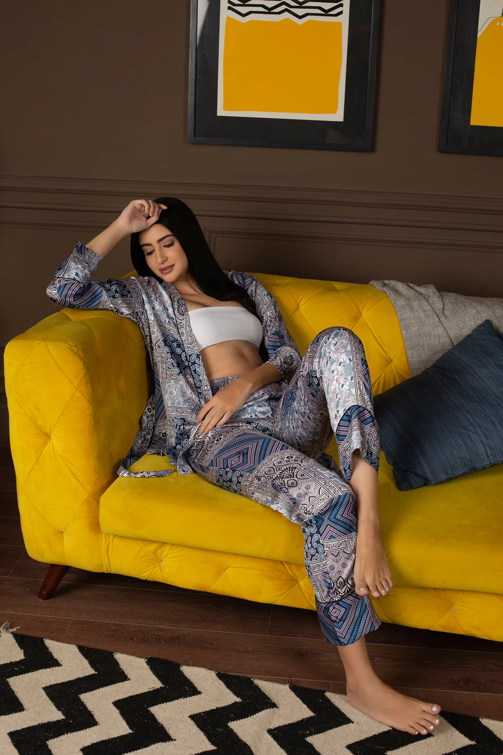 Blue Satin Printed Co-Ord Set - Image 2
