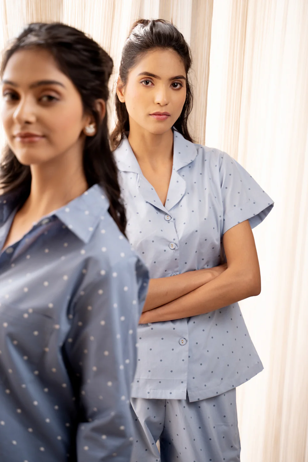 Light Blue Cotton Polka Pj set - Image 3