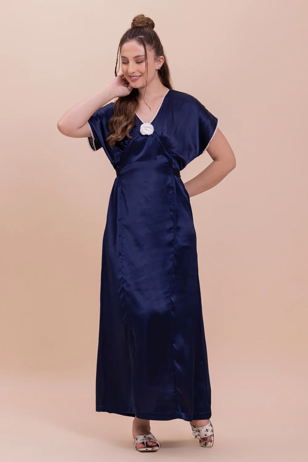 Elegant Blue Satin Night dress - Image 2
