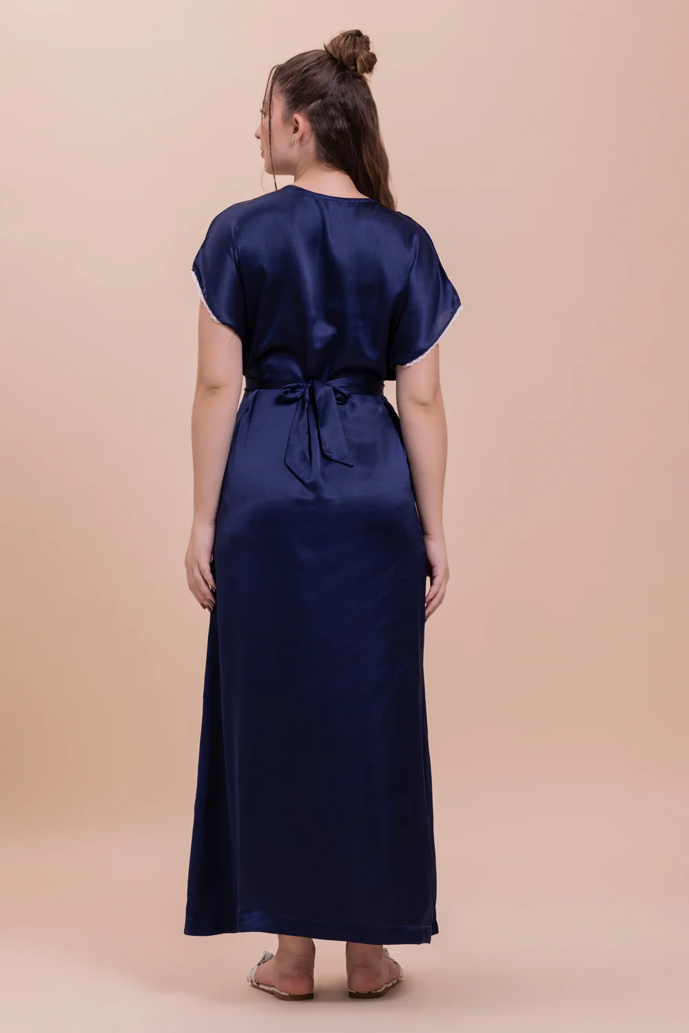 Elegant Blue Satin Night dress - Image 3