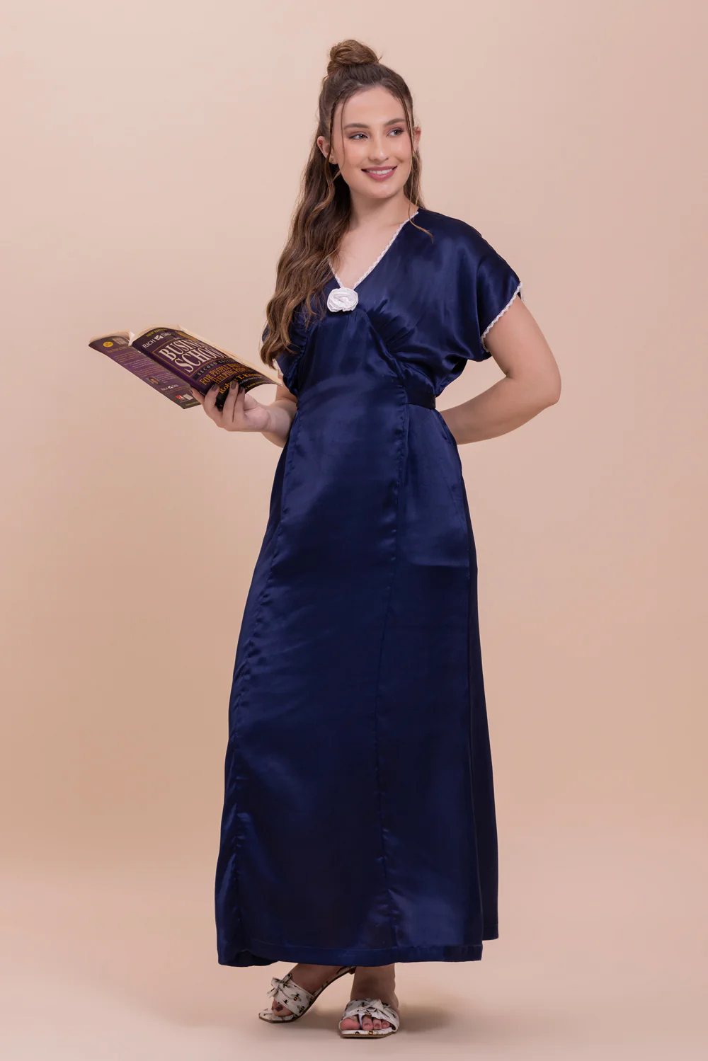 Elegant Blue Satin Night dress - Image 4