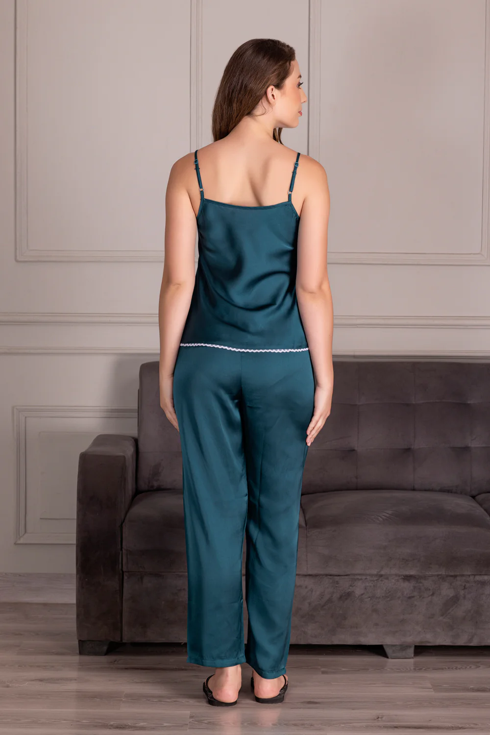 Emerald Green night suit with Robe - Image 3