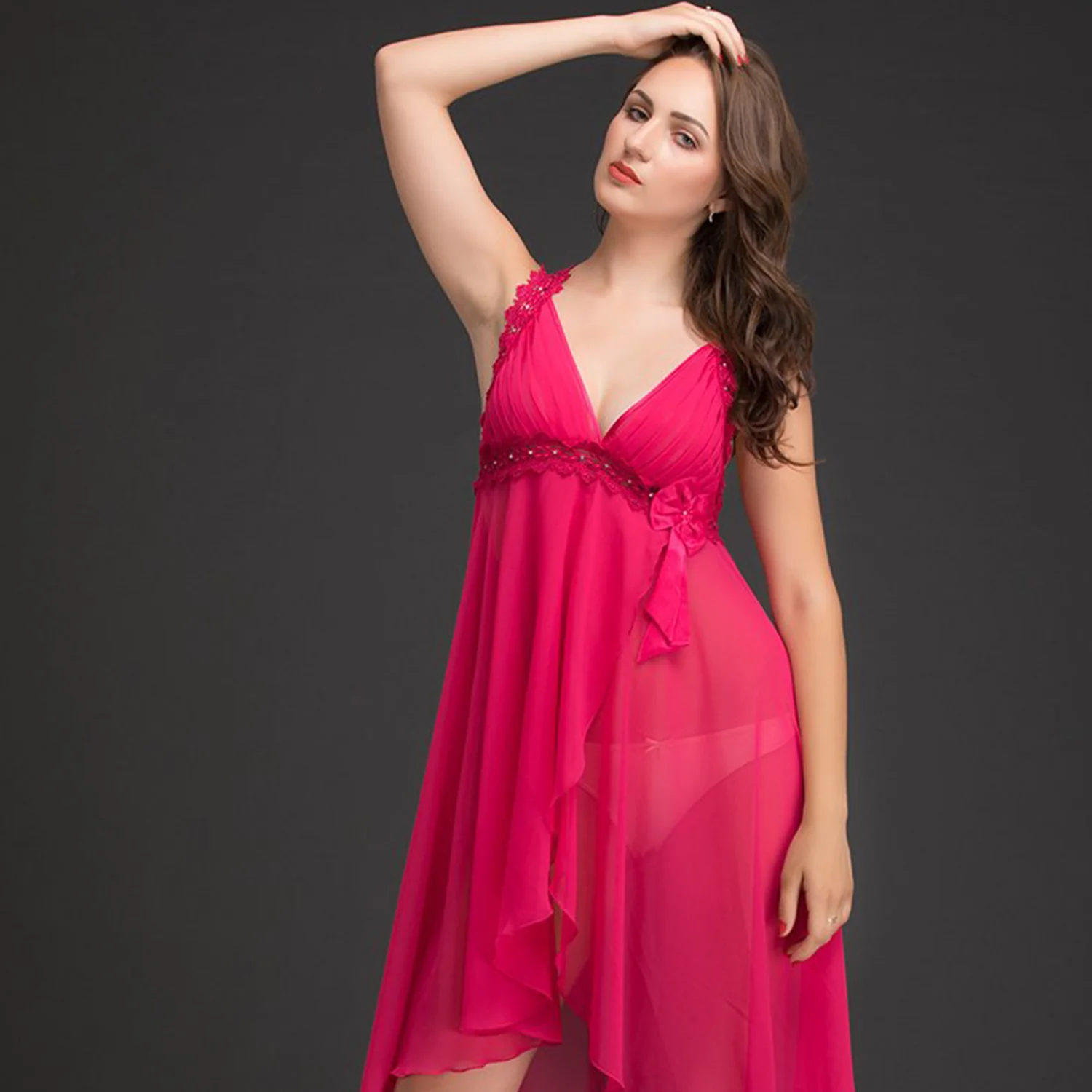 Classic Hollywood Chiffon And Lace Nighty - Image 5