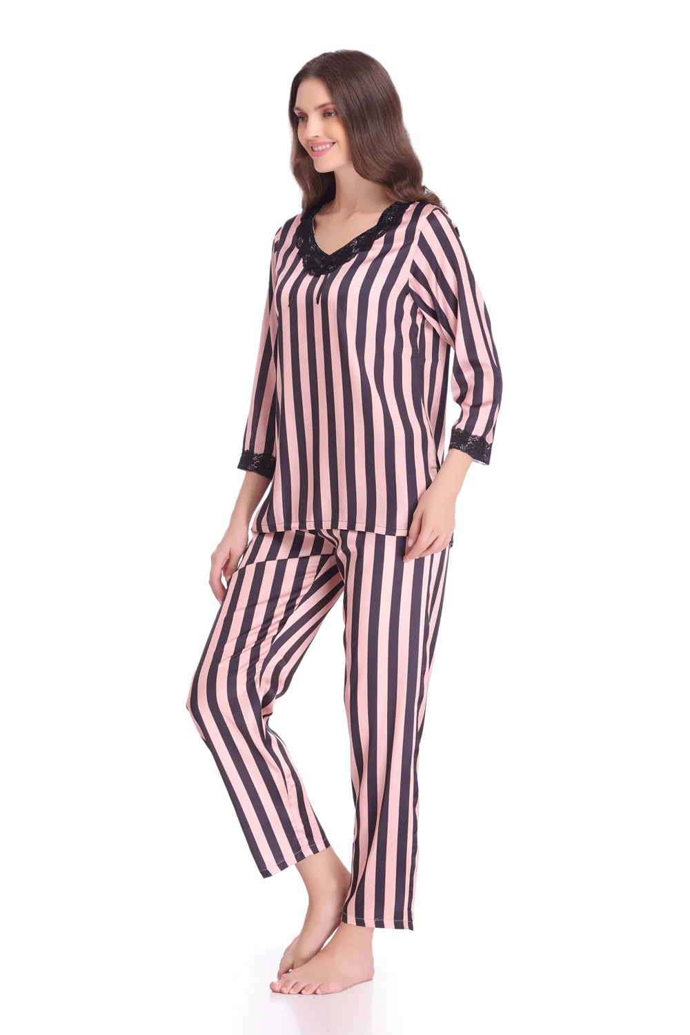 Night suit in Stripe Satin - Image 2