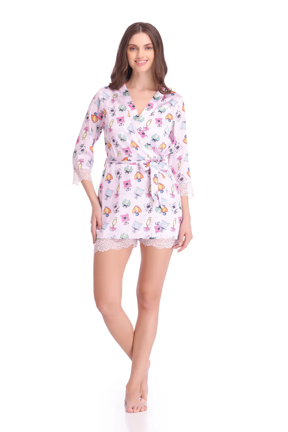 Perfume Print Night suit with Robe - Image 3