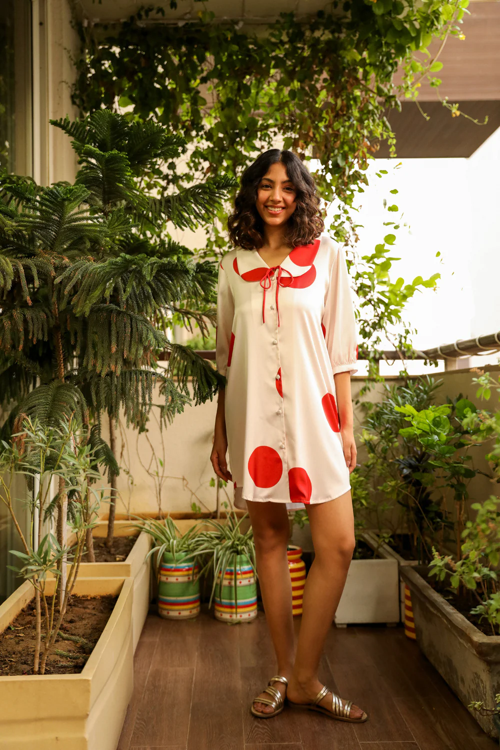 Polka short Nighty in Satin - Image 4