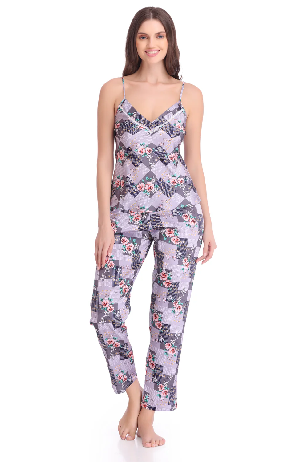 Satin Night suit with Robe - Image 4